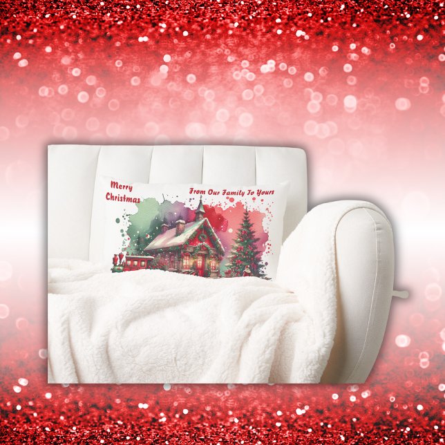 Almofada Lombar Monograma Natais vintages festivos em branco | (Criador carregado)