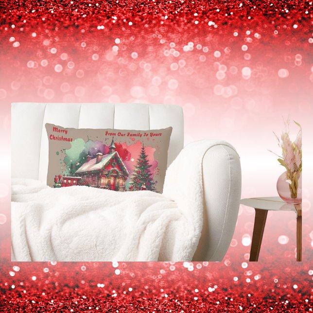 Almofada Lombar Monograma Natais vintages festivos em castanho | (Criador carregado)