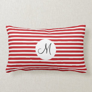 Almofada Lombar Monograma Personalizado Vermelho Branco Inicial St