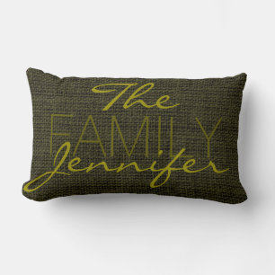 Almofada Lombar Monograma Rifle green Burlap Rustic Linen