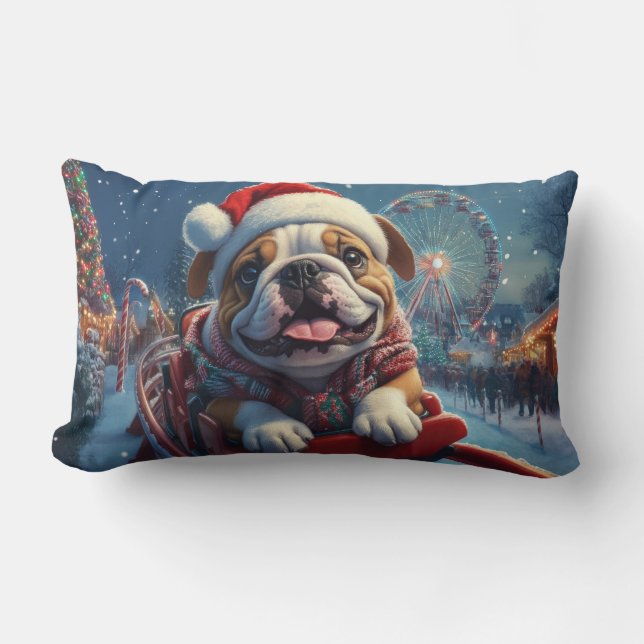 Almofada Lombar Montanha Russa Bulldog Natal (Frente)