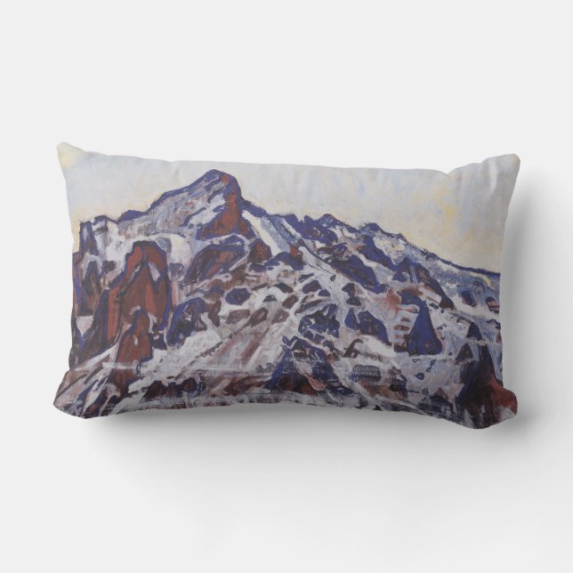 Almofada Lombar Montanha Wetterhorn (Paisagem de inverno de neve) (Verso)