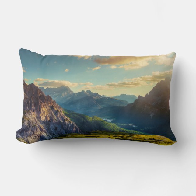Almofada Lombar Montanhas e Vale ao Sunset (Frente)