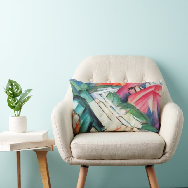 Almofada Lombar Montanhas (Paisagem) por Franz Marc, Arte Antiga (Cadeira)