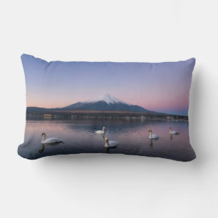 Almofada Lombar Monte Fuji Lago Yamanaka com Cisnes
