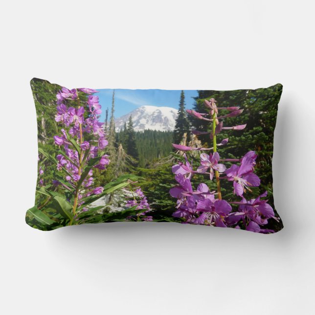 Almofada Lombar Monte Rainier Entre Flores Roxas de Phlox (Frente)