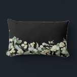 Almofada Lombar Morango Negra   Eucalyptus Winter/Christmas<br><div class="desc">Uma borda de morangos pintados manualmente e caules de eucalipto contra fundo preto - a cor de fundo pode ser alterada.</div>