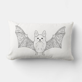 Almofada Lombar Morcego Fofo Arte Minimalista de Linha Halloween M