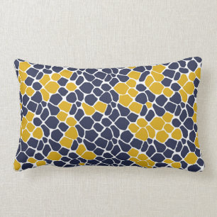 Almofada Lombar Mosaico abstrato, azul marinho, amarelo mostarda,