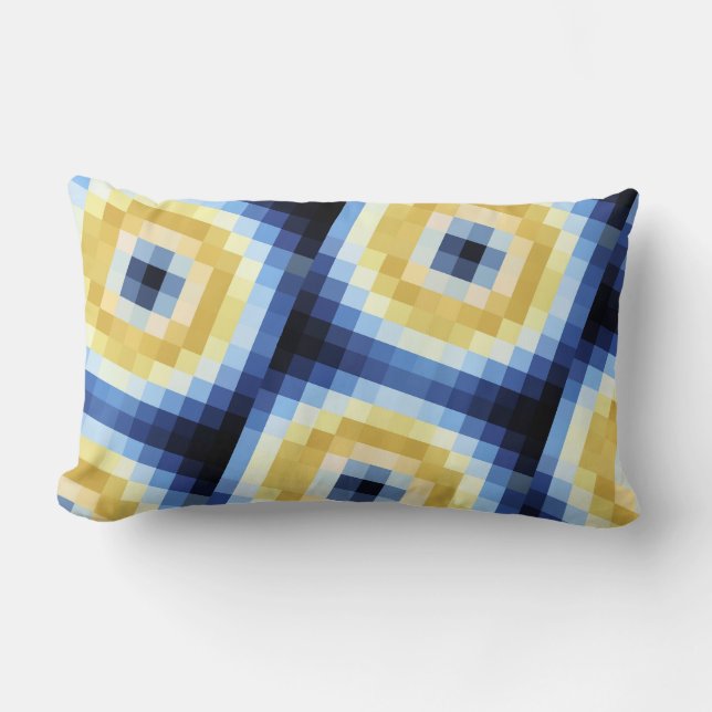 Almofada Lombar Mosaico azul e amarelo (Frente)