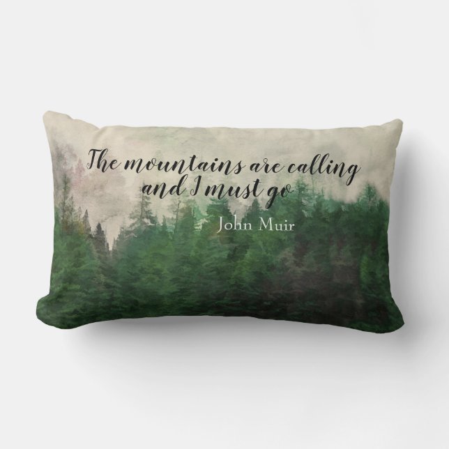 Almofada Lombar Muir quote  mountain pine trees landscape art (Frente)