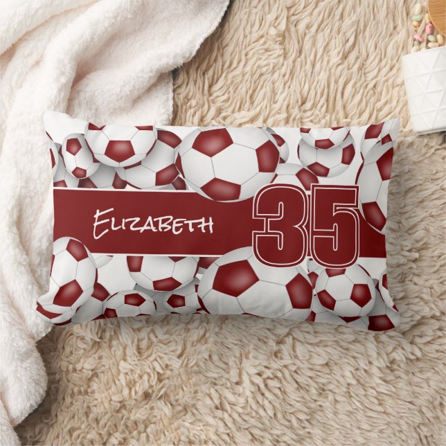 Almofada Lombar Muitas bolas de futebol, seleção de maroon cores d (Cobertor)