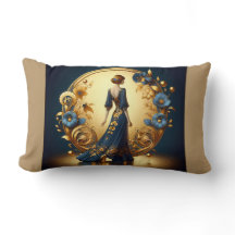 Mulher Deco Elegante em Dourado e Azul