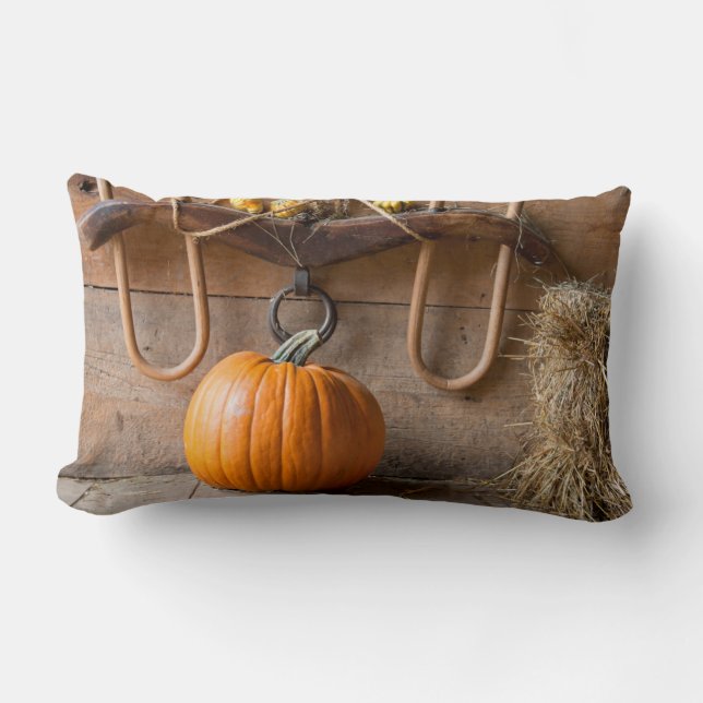 Almofada Lombar Museu dos Agricultores. Pumpkin em celeiro com far (Frente)