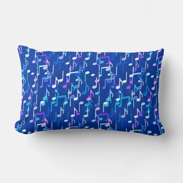 Almofada Lombar Musical Notes impressão - indigo azul, multi (Frente)