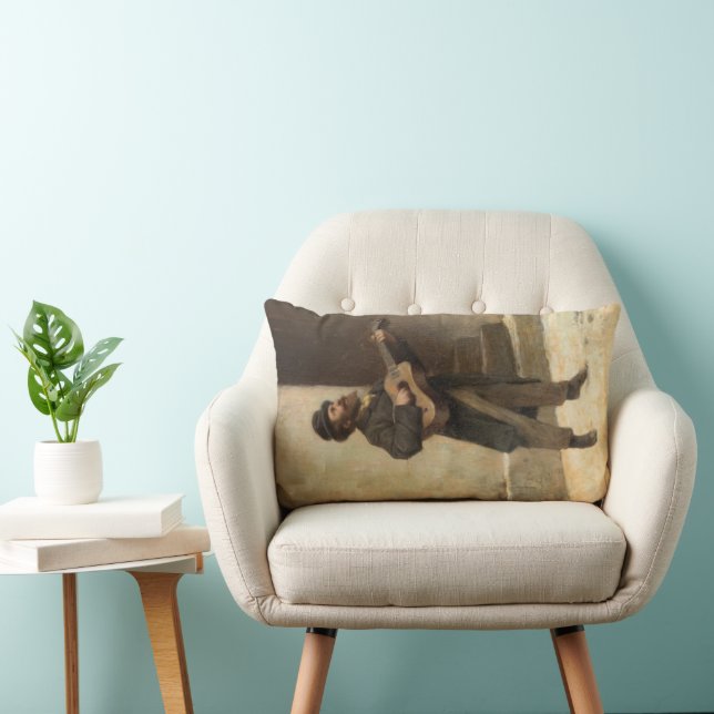 Almofada Lombar Músico de rua com violão (por Gerolamo Induno) (Cadeira)