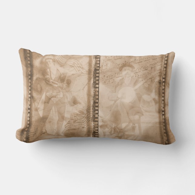 Almofada Lombar Músicos vitorianos Colagem de Filmes Sepia - L (Frente)