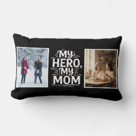 Almofada Lombar My Hero My Mom Bold 2 Photo Personalized Black