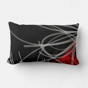 Almofada Lombar Na moda Cinza Preta e Design Abstrato Vermelho