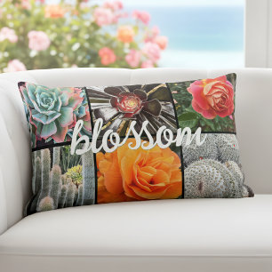 Almofada Lombar na moda de "Blossom" Rosas e cactos Foto de fecham