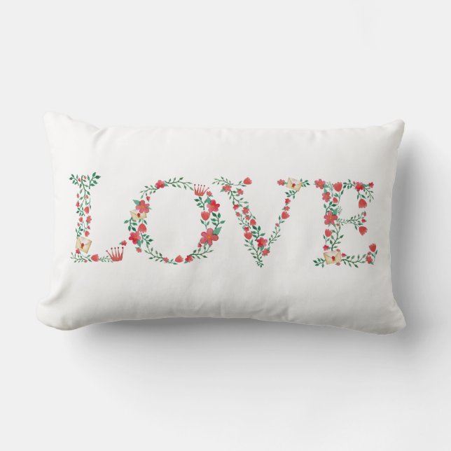 Almofada Lombar Namorados Floral LOVE Letters (Frente)