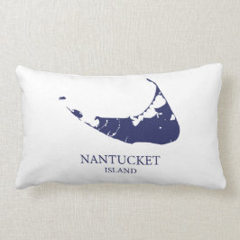 Almofada Lombar Nantucket Island Map marinho azul Travesseiro lomb