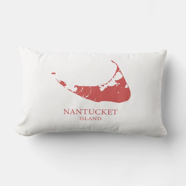 Almofada Lombar Nantucket Island Map nantucket red Lumbar Travesse (Frente)