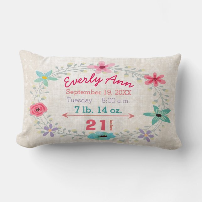 Almofada Lombar Nascimento Stats Baby Girl Creatures Fox (Frente)