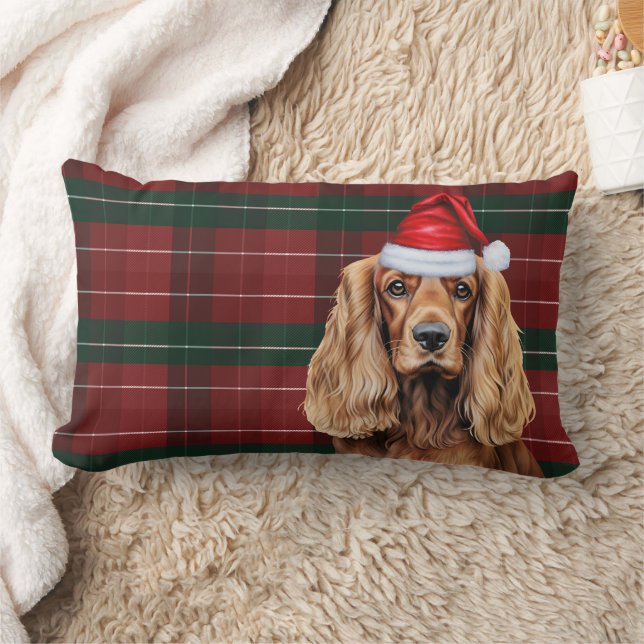 Almofada Lombar Natal Amante de Cachorro Cocker Spaniel Xadrez (Cobertor)