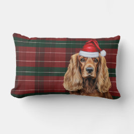 Almofada Lombar Natal Amante de Cachorro Cocker Spaniel Xadrez