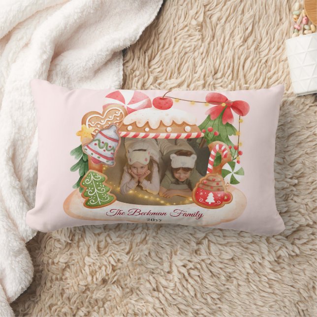 Almofada Lombar Natal da Casa de Pão de Pão Personalizado (Cobertor)