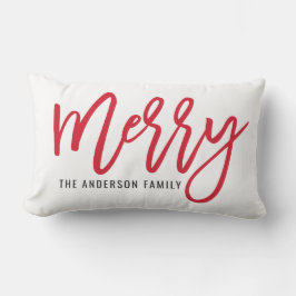 Almofada Lombar Natal de Férias do Script Vermelho Moderno da feli