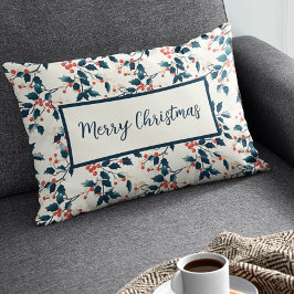 Almofada Lombar Natal do Red Clássico e do Holly Verde Berries
