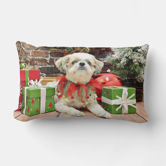 Almofada Lombar Natal - Shih Tzu - Bailey (Frente)