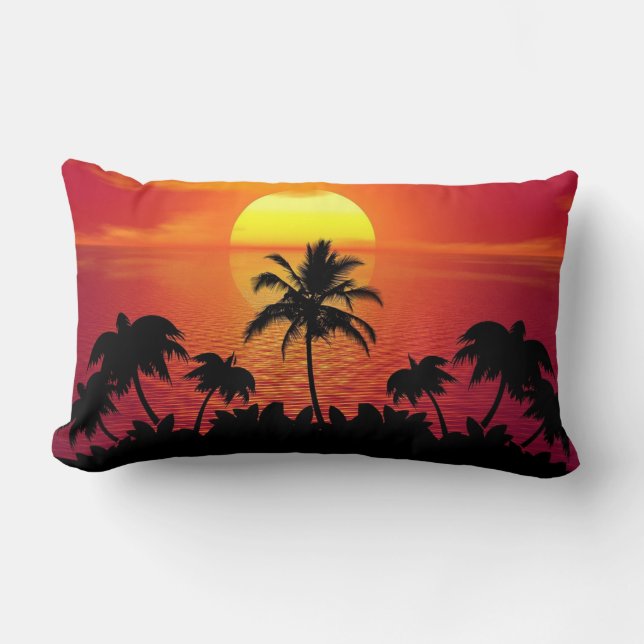 Almofada Lombar Nature Sunset Palm Trees illustration (Frente)