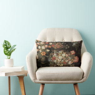 Almofada Lombar Natureza Morta Flores, Floral Barroco Vintage