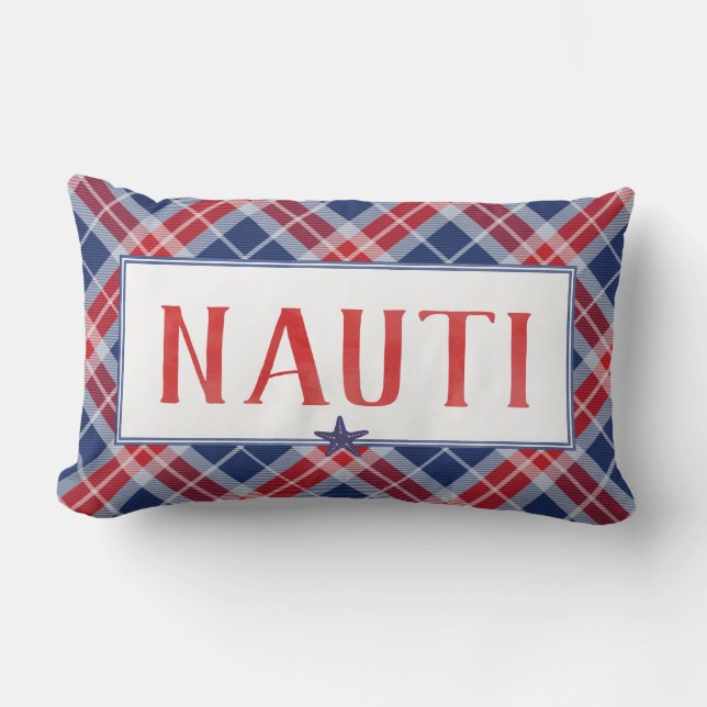 Almofada Lombar Náutica NAUTI - Fécula Xadrez Azul (Frente)