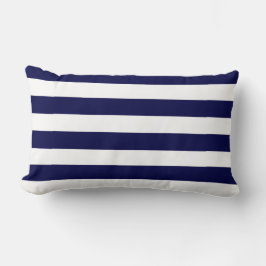 Almofada Lombar Nautical Stripes Navy Blue and White 