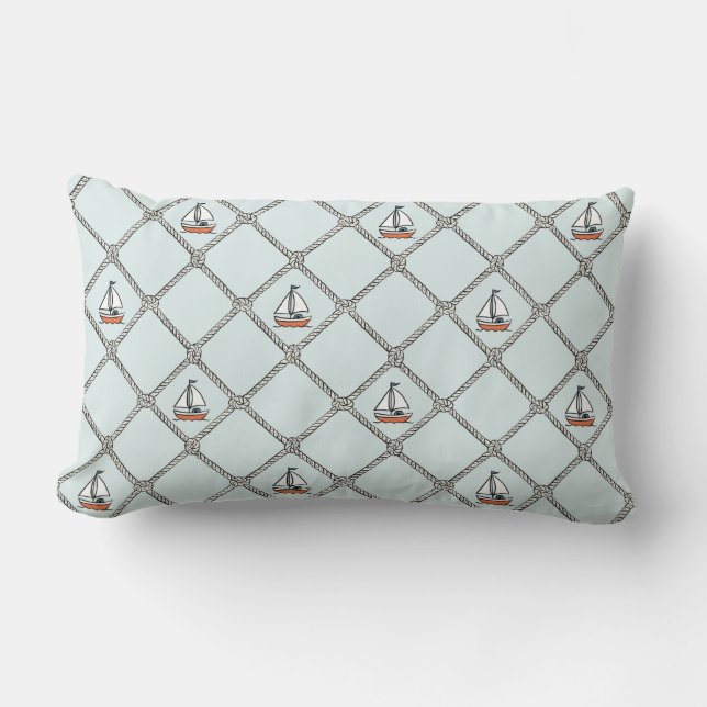 Almofada Lombar Náutico Desenhado à Mão com Corda (Frente)