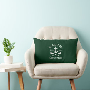 Almofada Lombar Náutico Lago House Family Anchor Oars Green