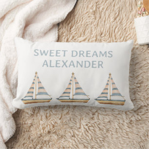 Almofada Lombar Navegador de veleiro Blue Stripe de Watercolor