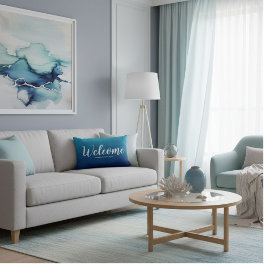 Almofada Lombar  Navy blue welcome summer throw pillow