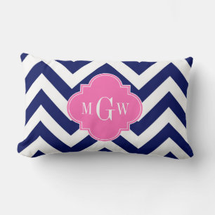 Almofada Lombar Navy Lg Chevron Rosa Quente #2 Quatrefoil 3 Monogr