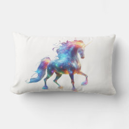 Almofada Lombar Neon Unicorn Art – Glowing Fantasy Horse Rainbow