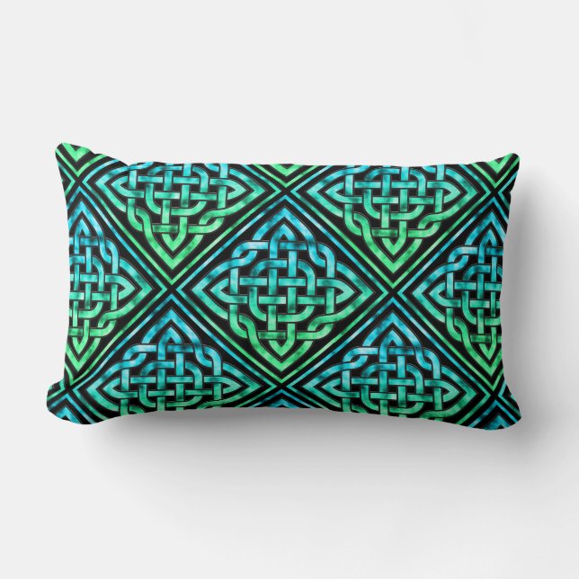 Almofada Lombar Nó Celta - Azul Diamante Verde (Frente)