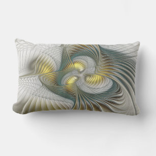 Almofada Lombar Nobre Ouro Teal Abstrato Fantasy Arte Fractal
