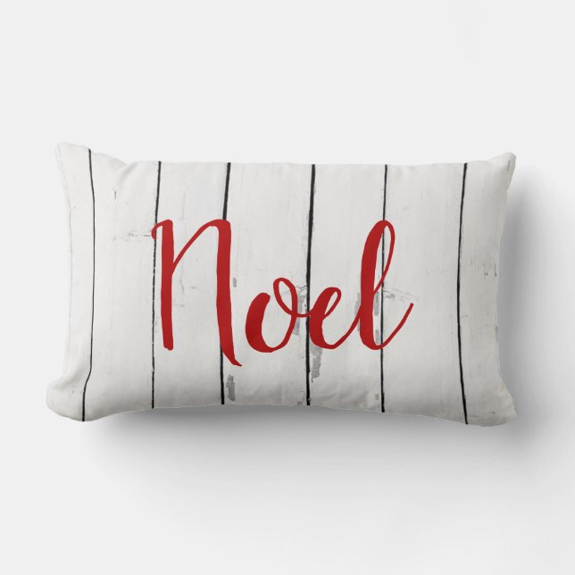 Almofada Lombar Noel Holiday Wreath Shiplap Russo Wood (Frente)