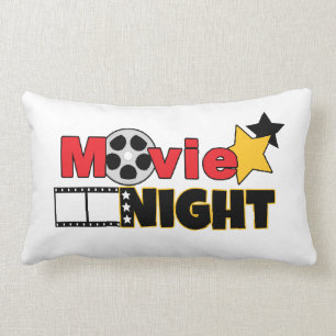 Almofada Lombar Noite de cinema linda palavras decoram travesseiro