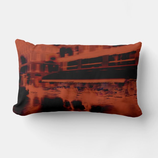 Almofada Lombar Noite de Paris Vermelha. Legal movimento desfocado (Frente)