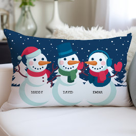 Almofada Lombar Nome da Família Boneco de Neve Natal Festa Adorabl